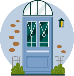 Decorative, light blue door