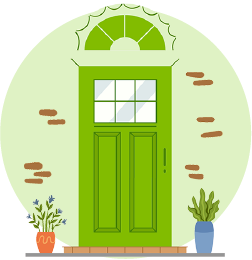 Decorative, light green door