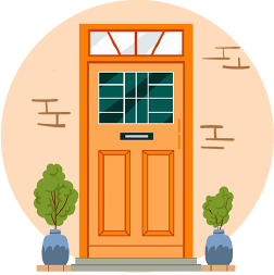 Decorative, orange door