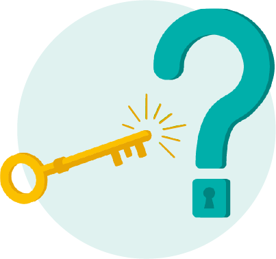 Key unlocking question mark with embedded keyhole